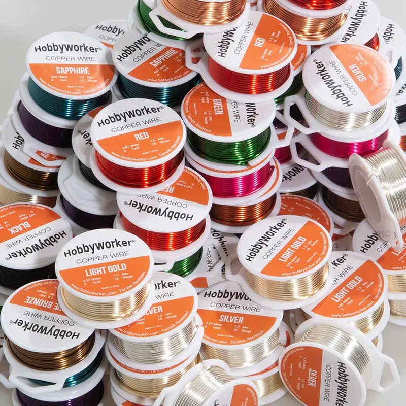 Hobbyworeker High Quality Colorful 16 Gauge  1.3 mm Non-fading Flexible Copper Wire for DIY Earrings HeadwearJewelry Making