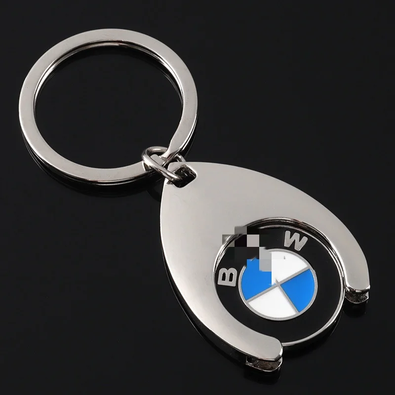 Apply to mercedes-benzAudicar logo metal key chain supermarket trolley coin key ring pendant