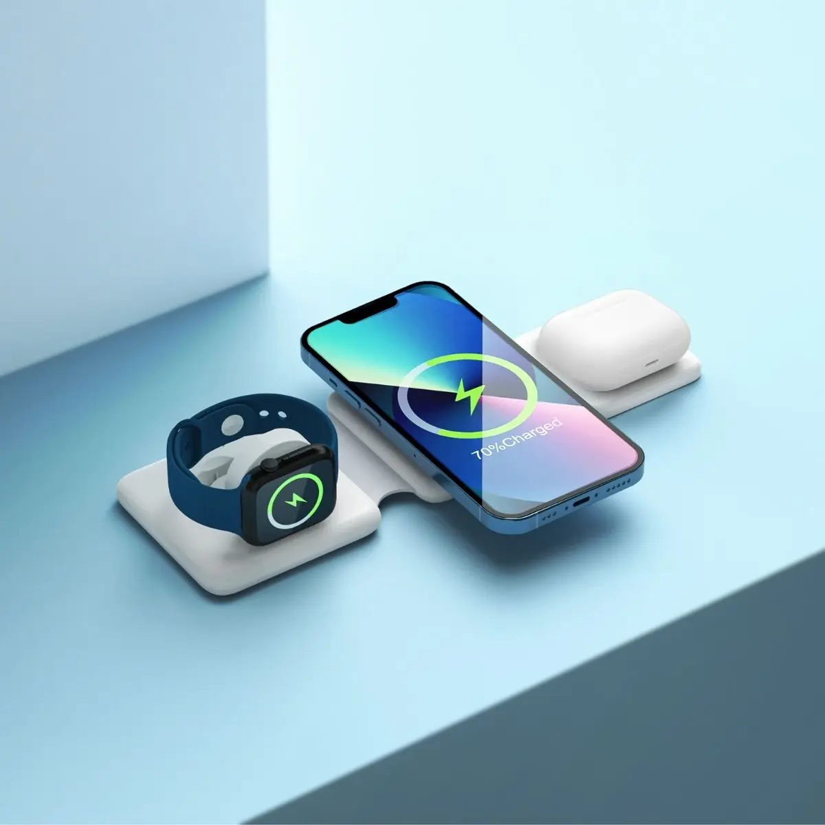 Hot Selling Magnetic 3 In 1 Foldable Wireless Charger,15w Fast Wireless Charging Stand Station Qi Portable Wireless Charger