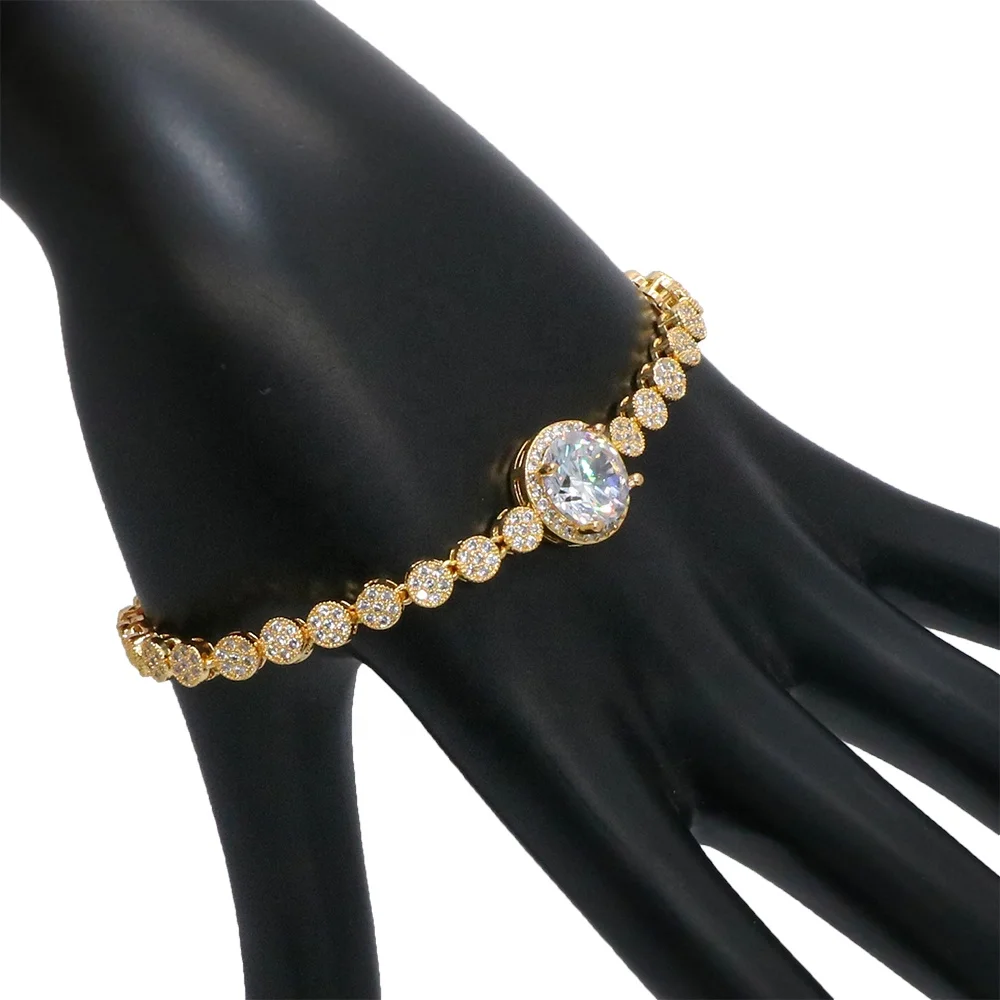 2020 New Design Fashion 24k Gold Plated AAA Zircon White Crystal  Evening Dress Wedding accessories Bridal jewelry Sets