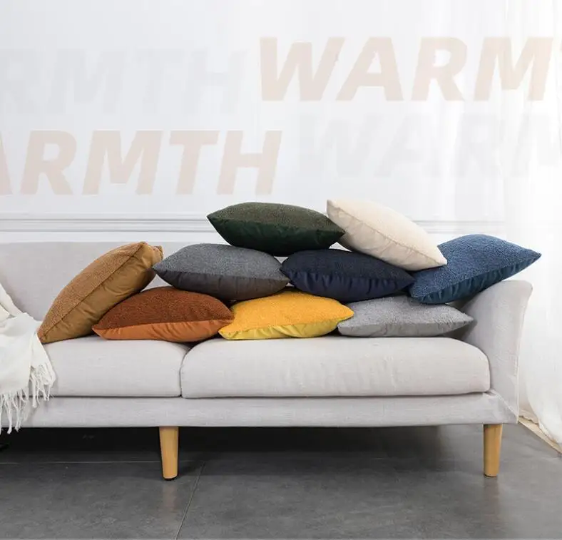 Custom size solid Teddy cushion covers super sofa warm decoration throw pillow case promotion