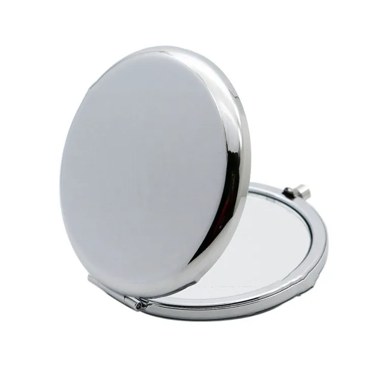 Custom Logo Round Double Side Gold Plated Metal Compact Mirror Portable Mini Pocket Makeup Mirror