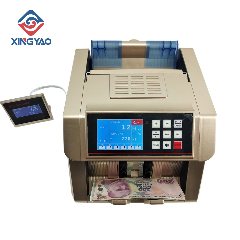 Turkish Liras  Money Value Counter  TRY bill counter Counting and Detecting Machine with UV/MG/IR/3D/MT function