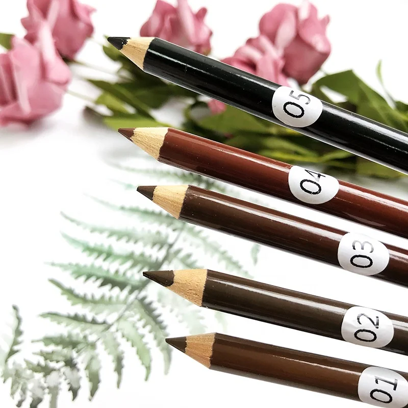 Custom Logo  brown black eyeliner eyebrow pencil with sharpener brow pencil eye liner easy to draw wooden handle makeup pencil