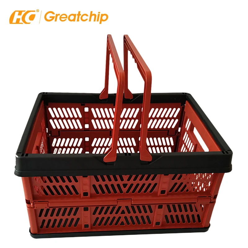 Supermarket Foldable shopping basket market shopping plastic Folding portable basket