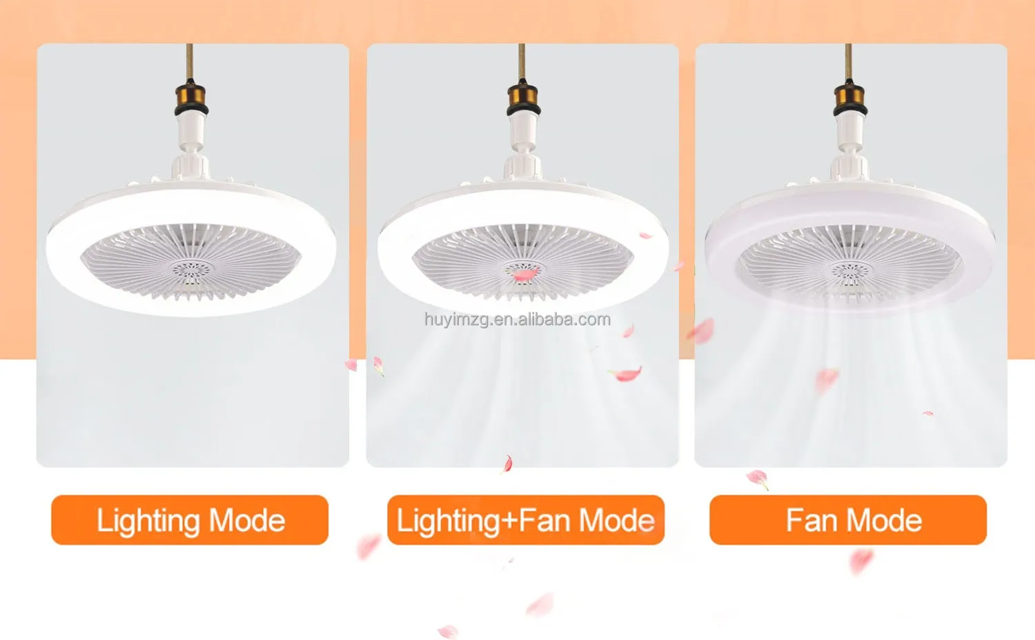 Modern Minimalist LED Ceiling Fan White Light Indoor Silent Fan Three Gear Light Mode Chandelier Ceiling Fan Light