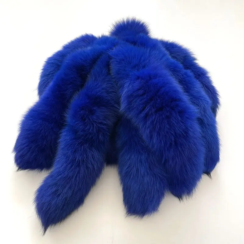 202 4Wholesale Real Fox tail 35-40CM fluffy fox tail animal fur tail decorative accessories key chainPendants