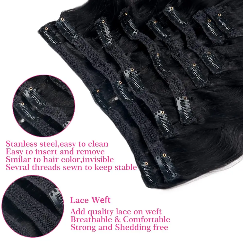 Wholesale Seamless Clip In Hair Extension Double Weft 22 Inch Red 100% Remy Hair Virgin Brazilian Human Hair Clip In Extensions