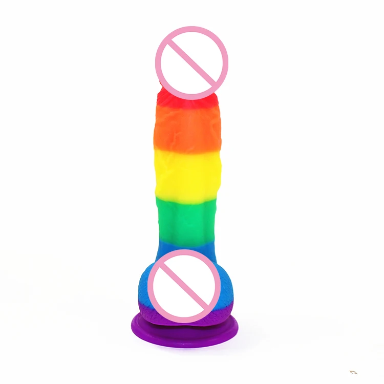 New arrival 7inch real penis pride rainbow dildo for adult sex toy gay anal
