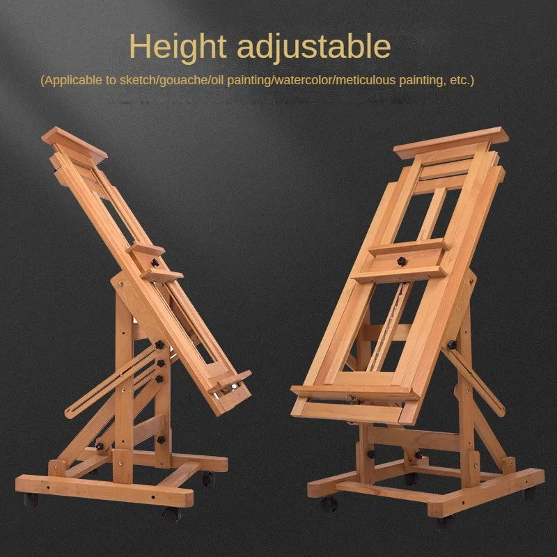Multifunctional Artist H-frame Floor Easel Beech Wood Easel Stand For Drawing Sketch Display Racks