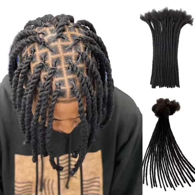 Wholesale 0.2/0.4/0.6/0.8cm 100% Human Hair Dreadlock Extensions Afro Kinky Human Hair Loc Extensions Dreadlocks Human Hair