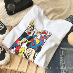 2021 summer Korean style loose all-match White half sleeve T-shirt top clothes Mickey cotton short sleeve t-shirt for women