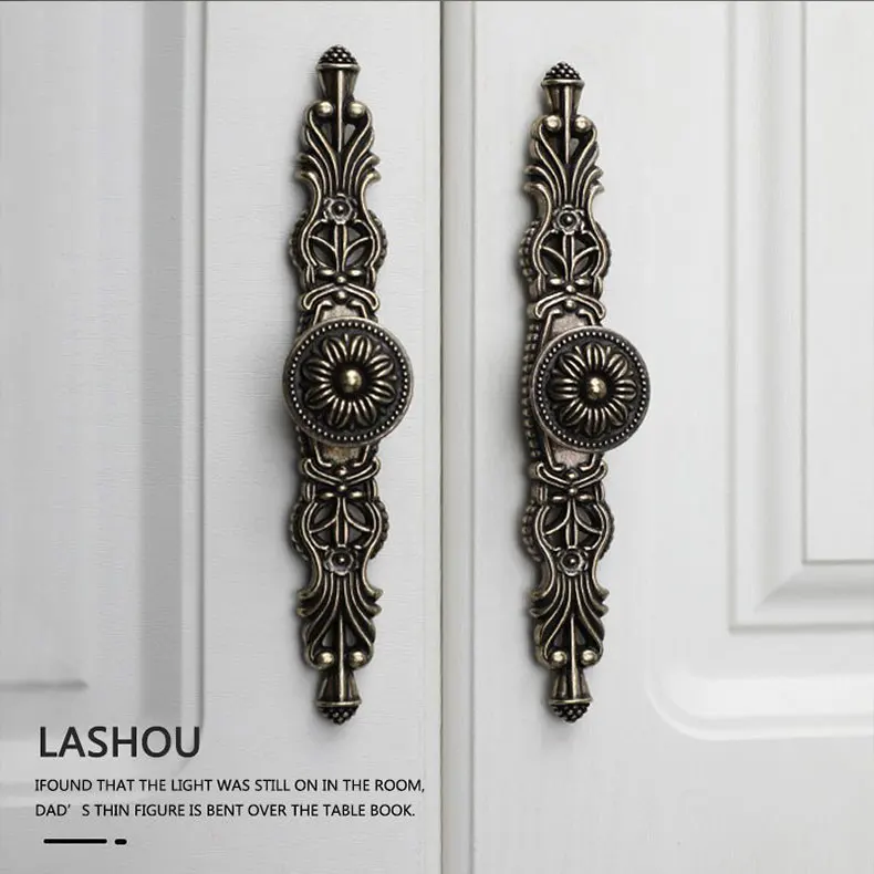 European Antique Drawer Wardrobe Cabinet Ring Pull Knobs Gold Bronze Zinc Alloy Round Shape Furniture Handle Knob