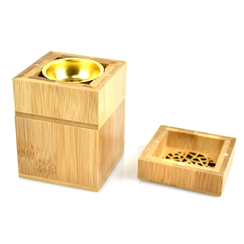 Новинка квадратная деревянная курильница с древесным углем бамбуковая двухслойная курильница из сандалового дерева agarwood Oud