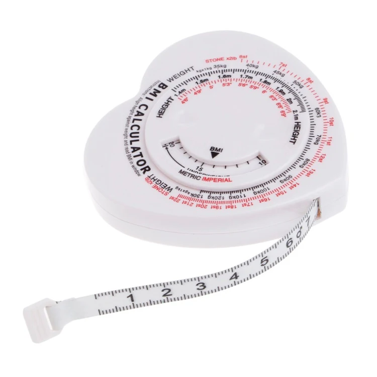 1.5m Heart Shaped BMI Body Mass Index Tape Measure Calculator Body Muscle Diet Weight Loss Rule