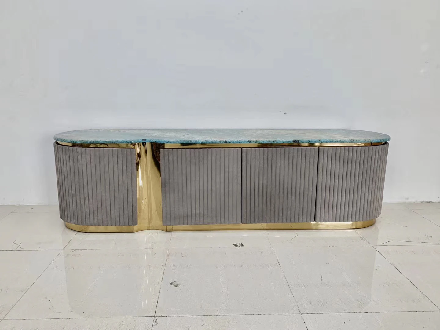 Luxury Marble + Stainless Steel Storage Buffet Cabinet Multi-functional Dining Room Sideboard for Dining, Hotel