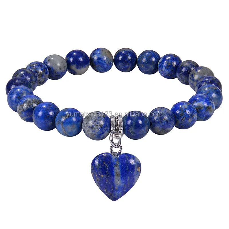 Handmade Ladies Diamond Crystal Heart Pendant Bracelet Delicate Tiger Eye Ball Fashion Jewelry Bangle for Gift or Wedding