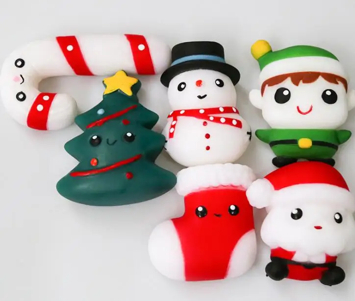 Мини TPR унисекс рождественские Squishies Kawaii Mochi мягкие игрушки для детей праздничные подарки и украшения дома