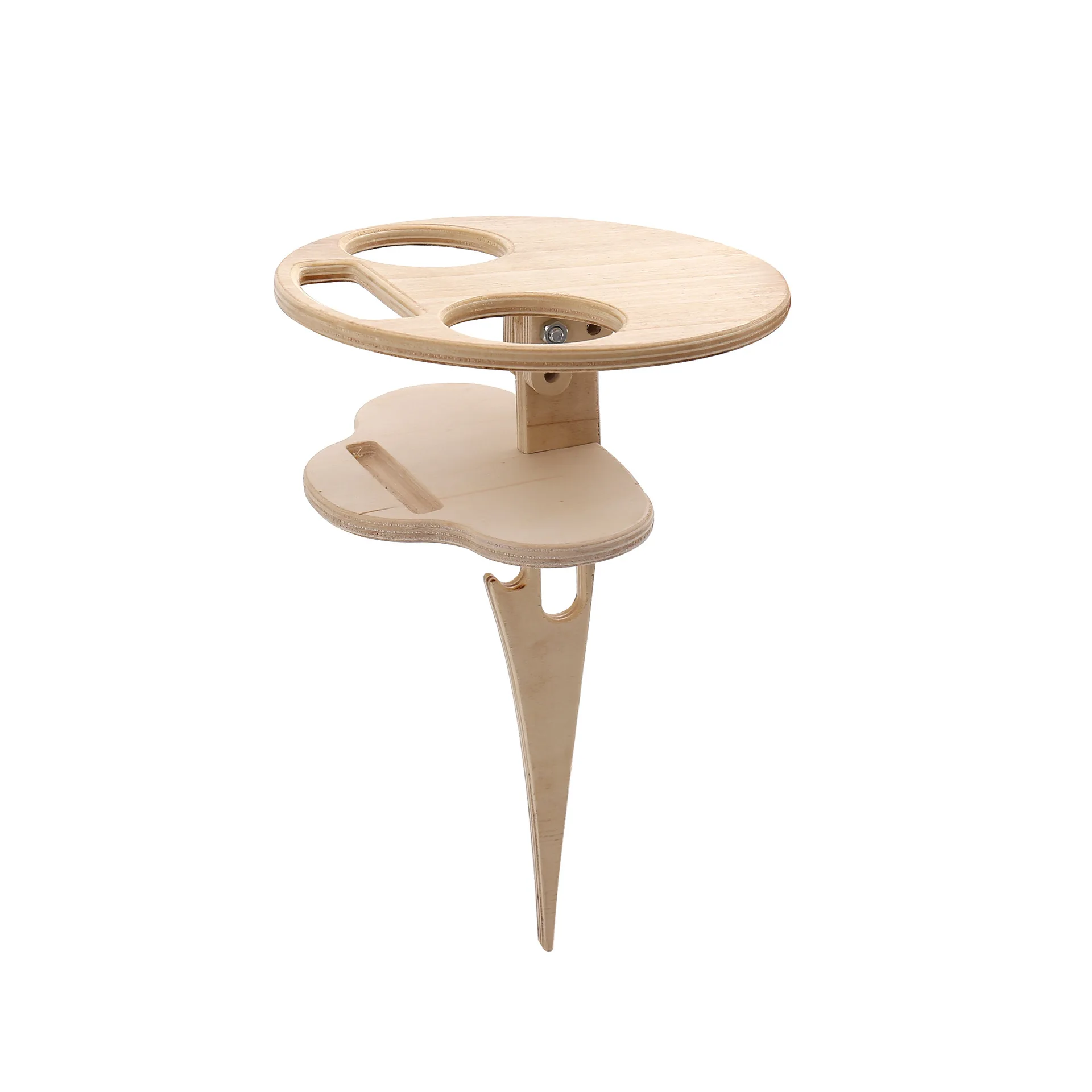 Outdoor portable folding beach lawn garden picnic table wine holder wood wine rack