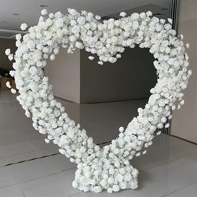 New Heart Shaped Decoration Artificial White Flower Arch Rose Wedding Heart Shaped Arch Backdrop artificial lily flowers