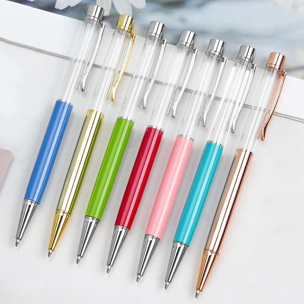Wholesale Creative Diy Metal Ball Pens Glitter Empty Tube Ballpoint Pens Office Supplies Pens With Custom Logo