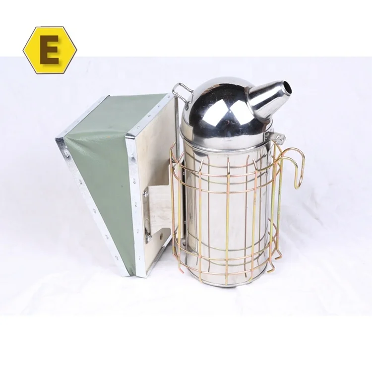 
Cowhide dome top bee smoker stainless steel bee smoker with inner tank polished outer cover smoker honey bee 