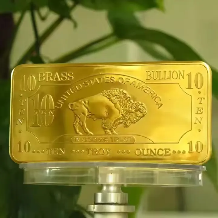 2024 America Bull 1oz golden plated gold bar beauty bar bullion customized make for you