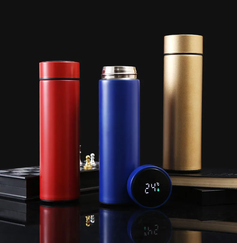 Custom Led Temperature Display Led Vacuum Cup 500 Ml 304 Double Layer Stainless Steel Thermos Digital Bottle