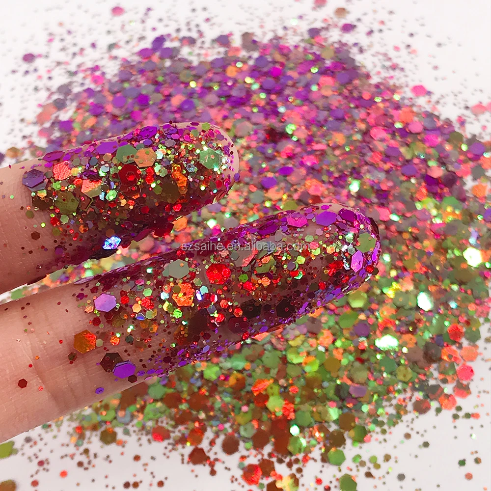 Bulk Wholesale Polyester Iridescent Dot Shape Glitter Multi-colors Mix