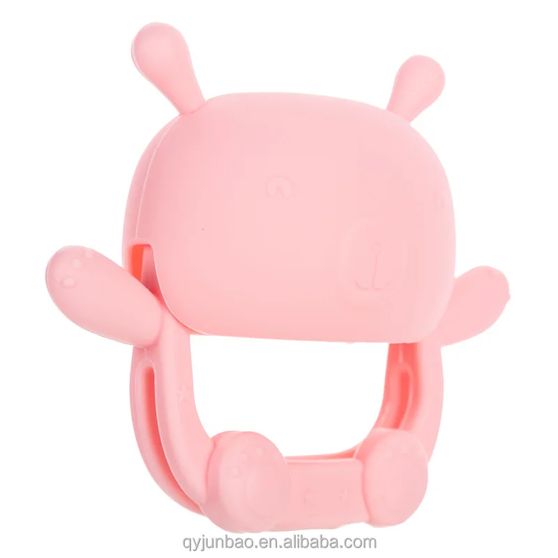 Custom logo High Quality lovely Bear shaped Newborn Silicone Baby Teether Toys Teething For Babies