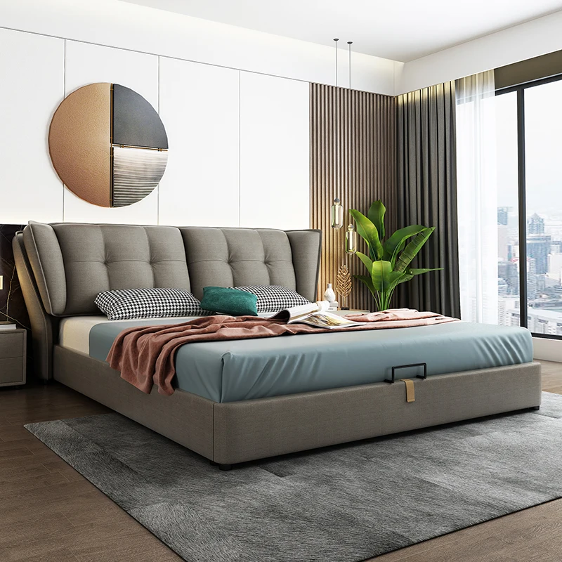 Cheap Wholesale  Large Bed Leather Bed 1.8 m Double King And Queen Size Bed