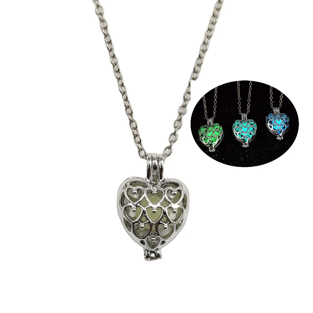 2312 new fashion hollow love lovers luminous necklace   multi-color Halloween pendant