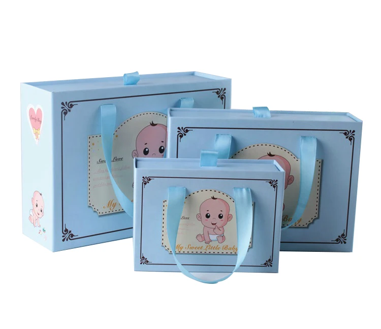 Wholesale custom high-end luxury cardboard newborn baby clothing gift box portable toy packaging box with sliding drwer