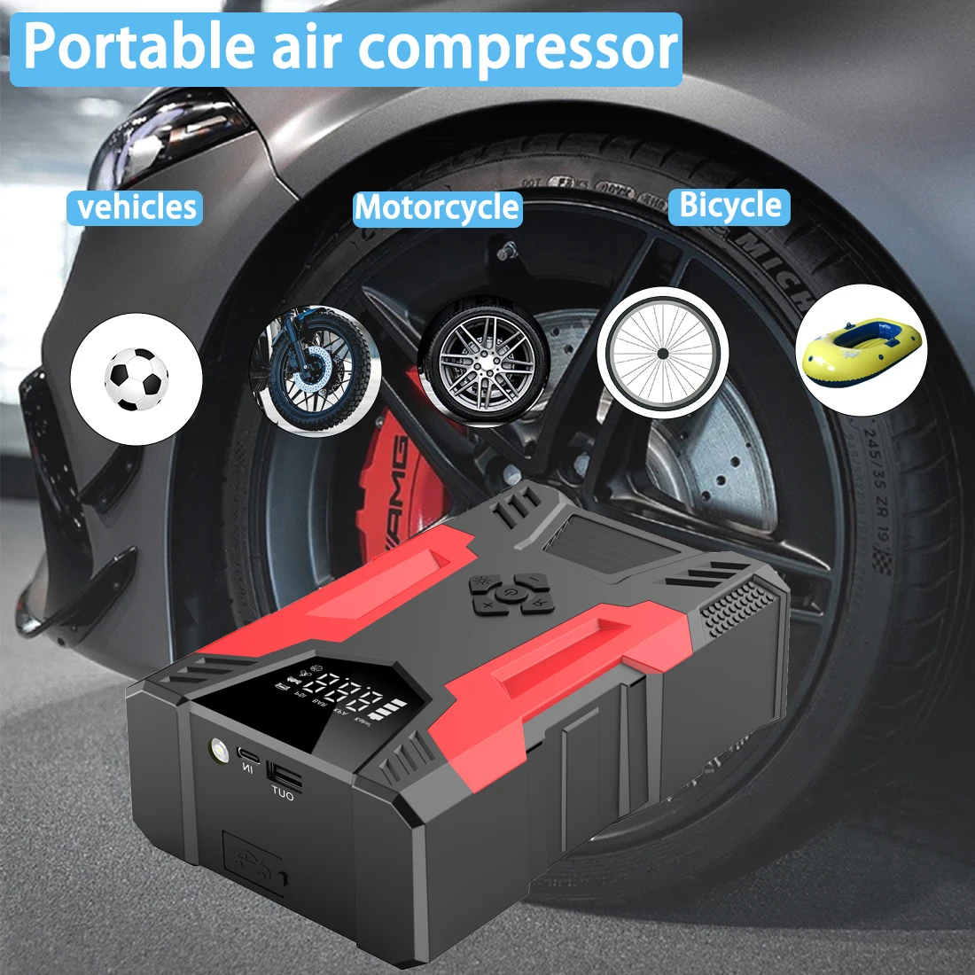 Wholesale Portable 2000Amp Peak Car Jump Starter with Air Compressor Multi-Function Jump Starter Battery Pack with Air Pump