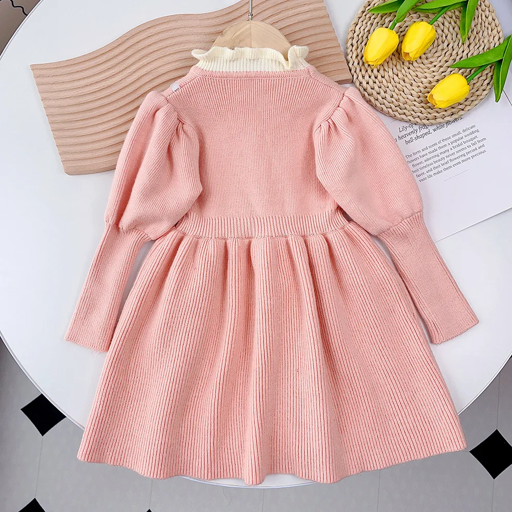Autumn new baby girl red pink long sleeve doll Girl dresses casual cute girls princess dress