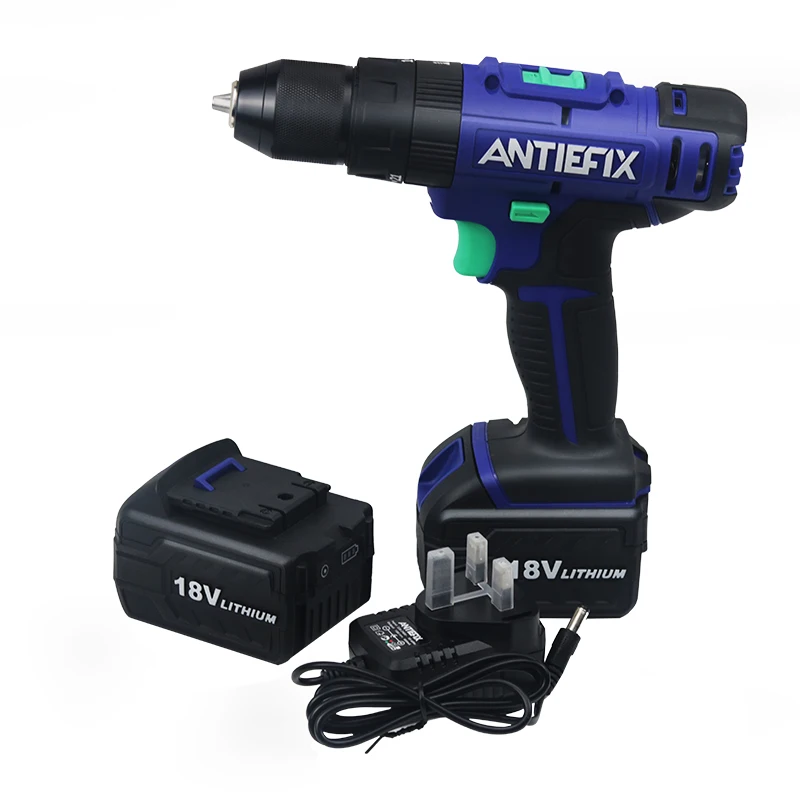
ANTIEFIX Stock Supply 18V li-ion battery rechargeable Cordless Combo Drill Set with Accessories 