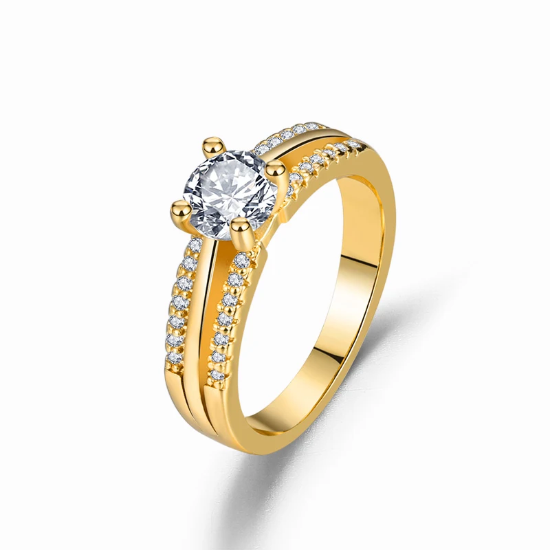 Высокое качество самых популярных Золотое обручальное кольцо 18k позолоченные кольца золотые обручальные для женщин