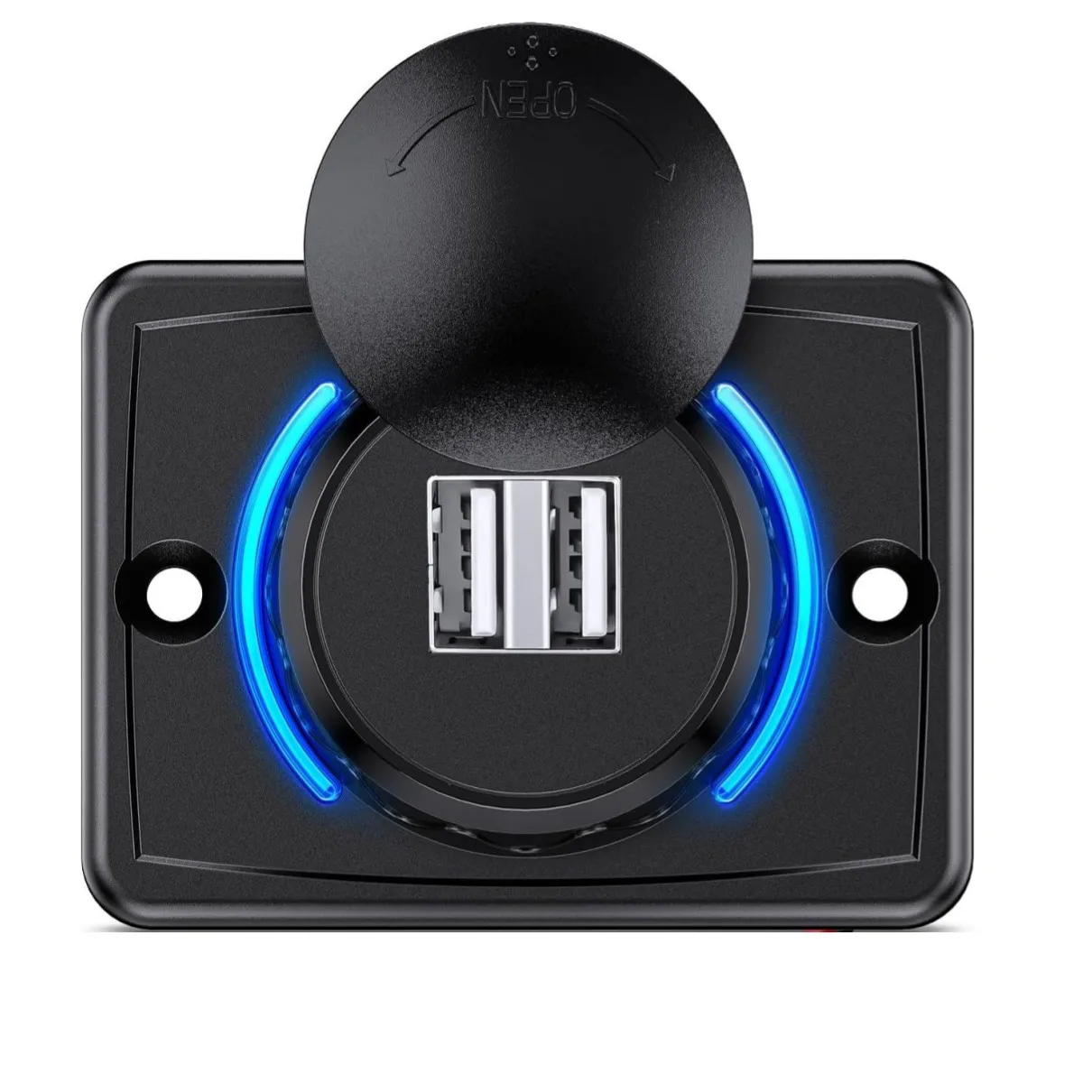 12V 24V Dual USB Charger 3.1A Car Outlet with Waterproof Cover Rotating Cap LED Light  for Cars Trucks  RVs Campers