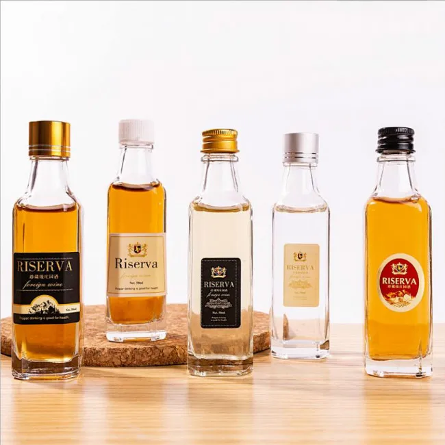 50ml Alcohol mini bottles for cocktails Tamper evident 50ml alcohol bottles tamper propf sticker small bottels for maple