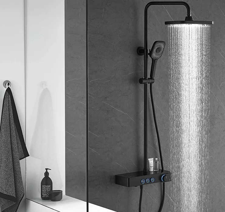 bathroom Bathroowall-mounted digital display shower set bathroom key switch out of the water bath Faucet