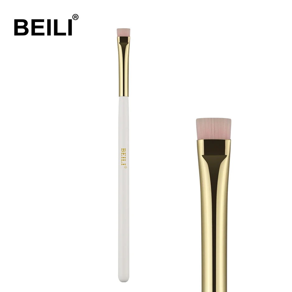 BEILI Luxury White Gold wood makeup brush single eyebrow eyeliner brush precise Synthetic hair brush Wholesale