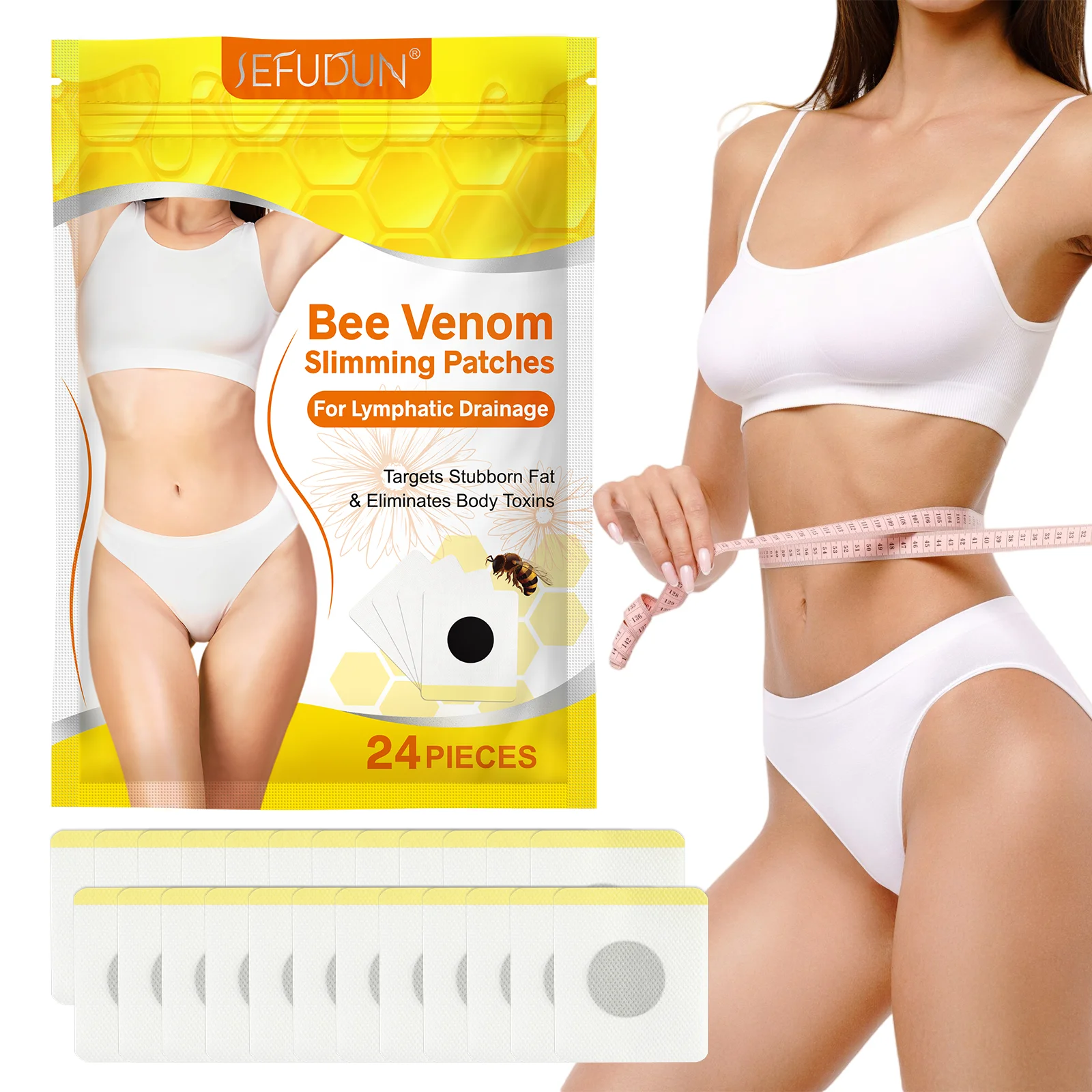 SEFUDUN fat abdomen tummy detox slim flat belly patch weight loss patches slim fat burning bee venom slim patch