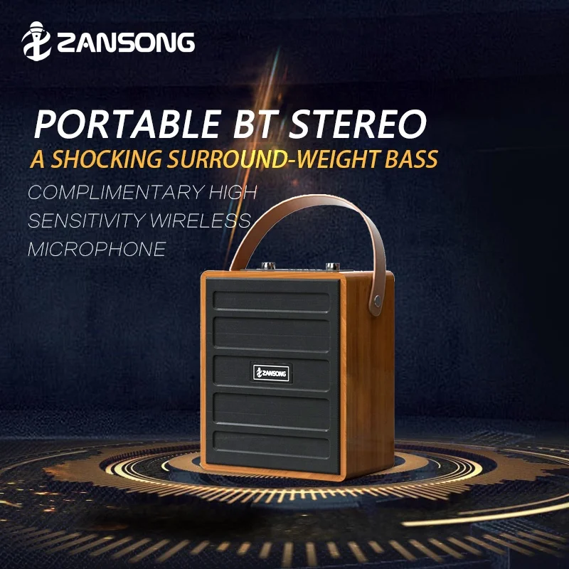Zansong New Model 6.5-inch  BT Speaker S89  Portable Speaker, wooden player