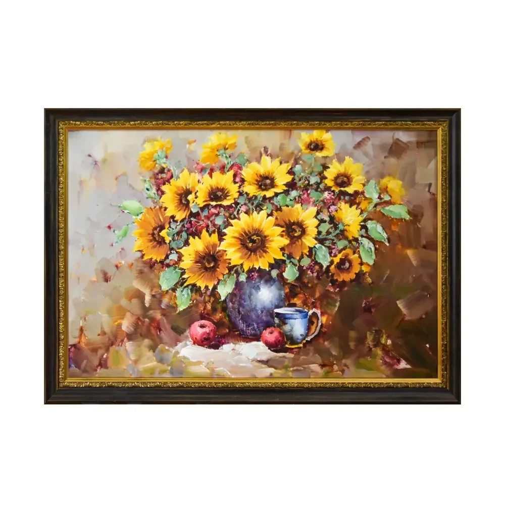 Handmade Artist Reproduction 100% Modern Flower Oil Painting with Custom Frame And Size
