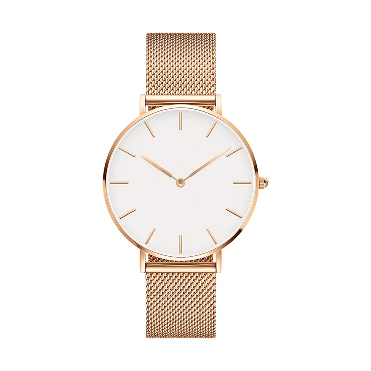 Mexda Brand Custom Logo Rose Gold Watch Stainless Steel Water Resistant Minimalist Slim Watch Reloj Orologio Montre Femme