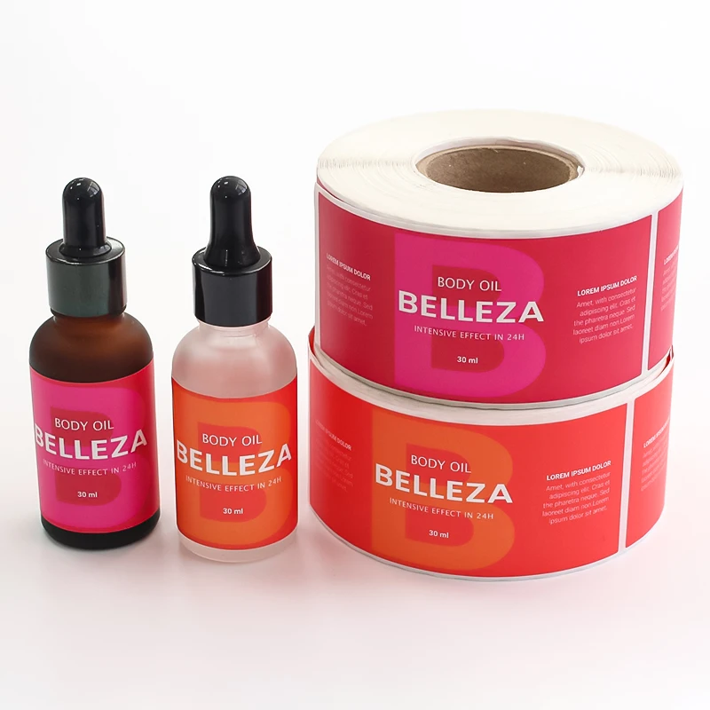 Custom Waterproof Printing Cosmetic Logo Self Adhesive Vinyl Roll Bottle Packaging Label Customized Stickers