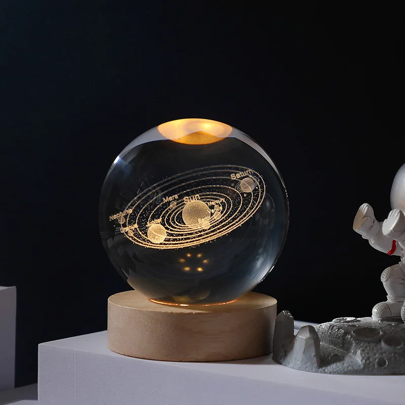 Оптовая продажа ночник 3d внутреннее украшение маленький хрустальный шар светящийся с