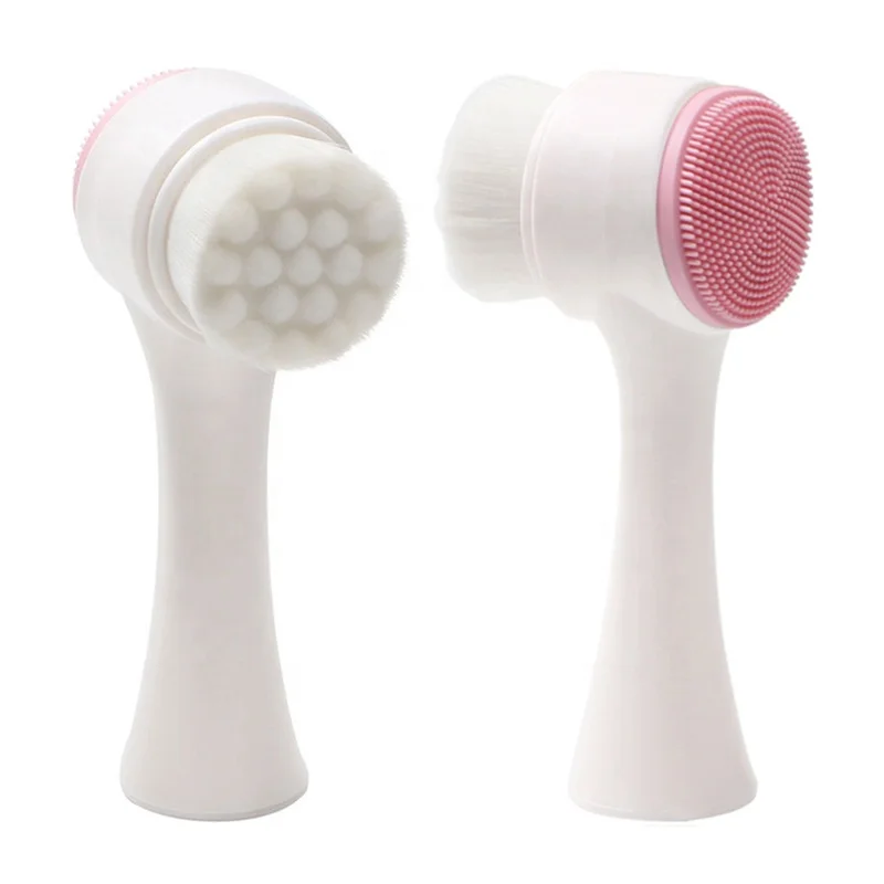 Handheld Dual Sided Facial Cleansing Silicone Face Brush Soft Bristle