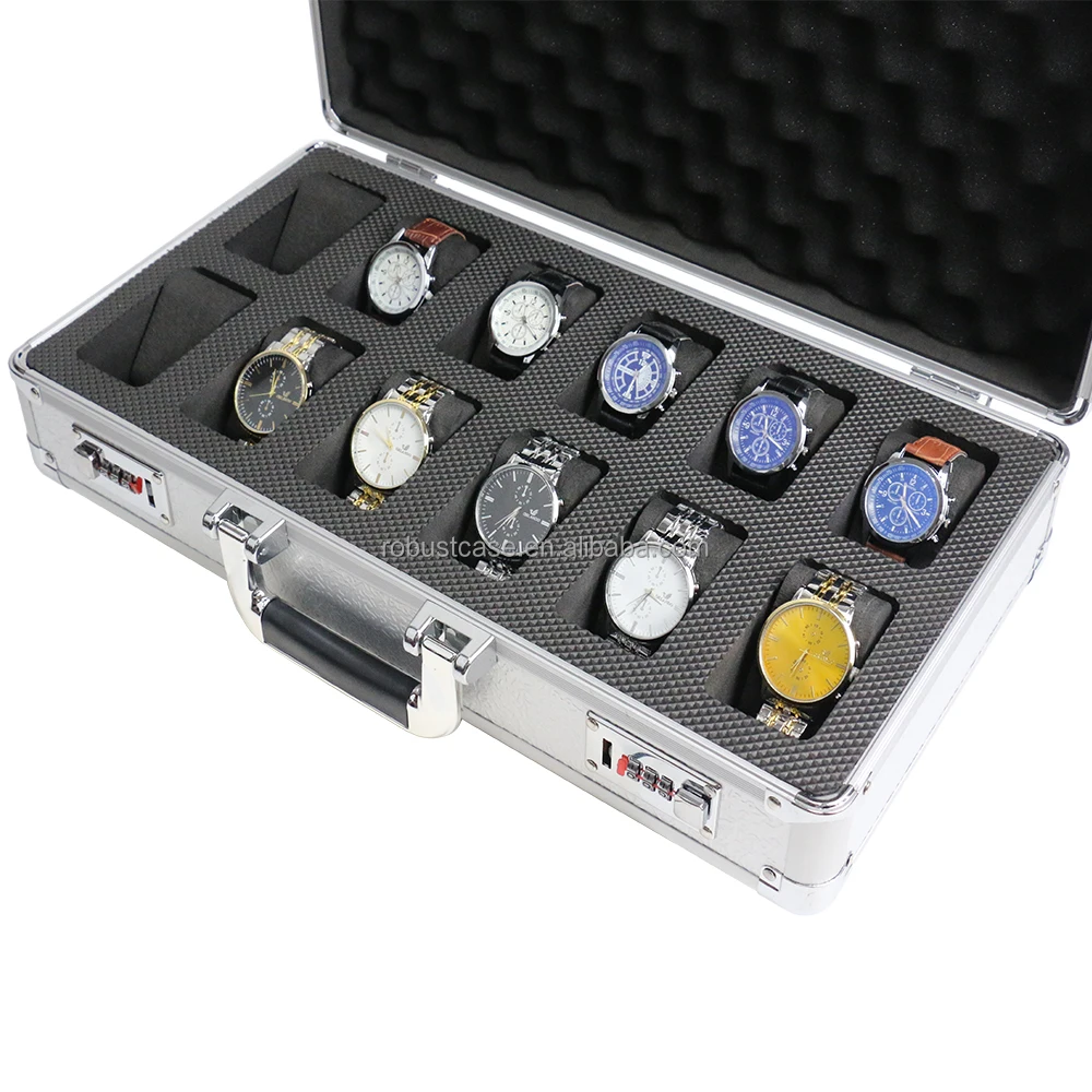 Exquisite China watch box supplier for ladies/men travel 12 slots watch display aluminum case