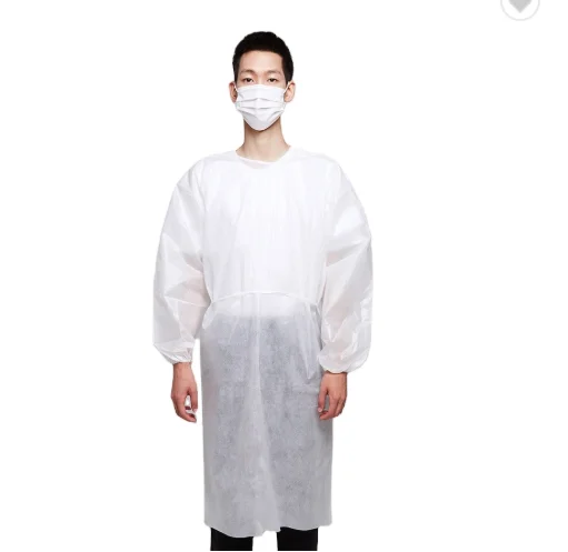 Isolation Gowns PPE Water Resistance White  Level 3 PP+TPU Disposable Coveralls Protecting Clothes